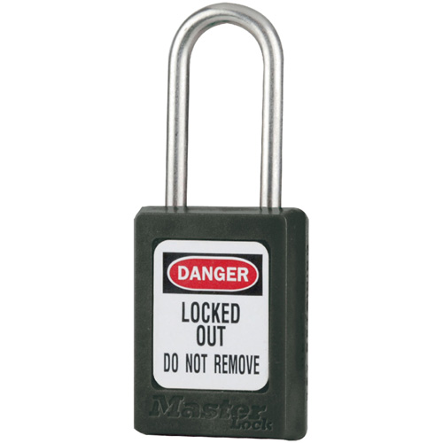 S33 Zenex Safety Padlocks, Black, Keyed Alike, Thermoplastic, 1-3/8" Width Fastek