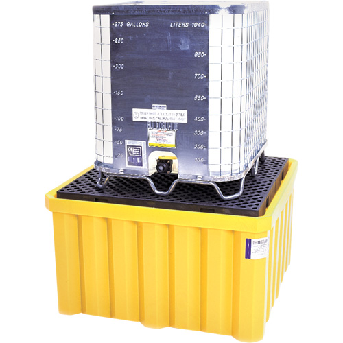 Ultra-IBC Spill Pallet&reg; with Drain, 400 US gal. Spill Capacity, 58.75" x 58.75" x 33" Fastek