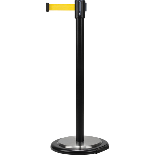 Free-Standing Crowd Control Barrier, Steel, 35" H, Yellow Tape, 12' Tape Length Fastek