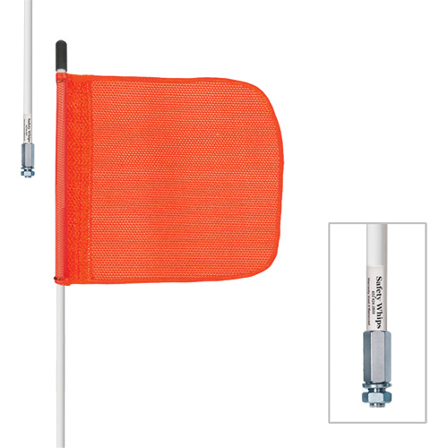 Tiges de s&eacute;curit&eacute; robustes Safety Whip, Fixation Filet&eacute;, Hauteur 6', Orange Fastek