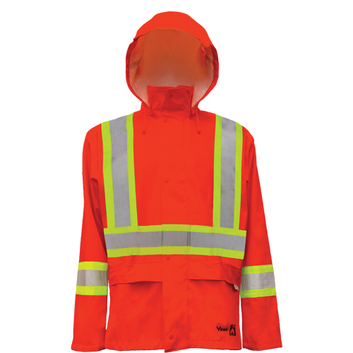 Vestes de s&eacute;curit&eacute; imperm&eacute;ables ignifuges haute visibilit&eacute; en polyur&eacute;thane, Petit, Orange haute visibilit&eacute; Fastek