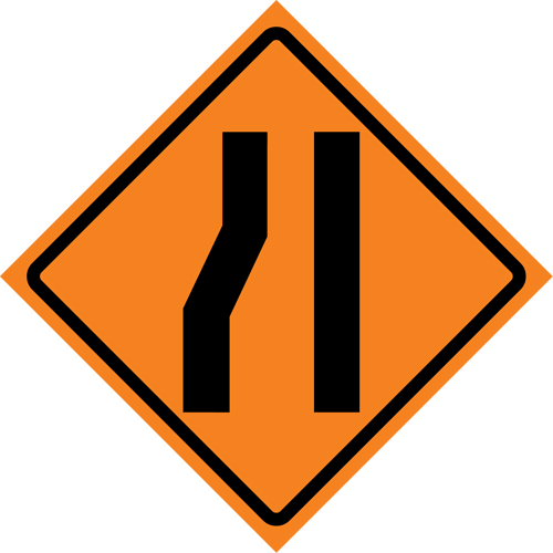 Merge Right Roll-Up Traffic Sign, 36" x 36", Vinyl, Pictogram Fastek