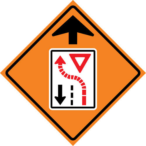 Yield Ahead Roll-Up Traffic Sign, 29-1/2" x 29-1/2", Vinyl, Pictogram Fastek