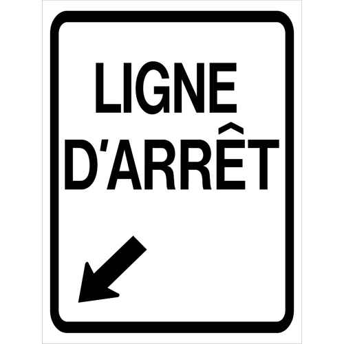 "Ligne d'Arr&ecirc;t" Roll-Up Traffic Sign, 23-3/5" x 29-1/2", Vinyl, French with Pictogram Fastek