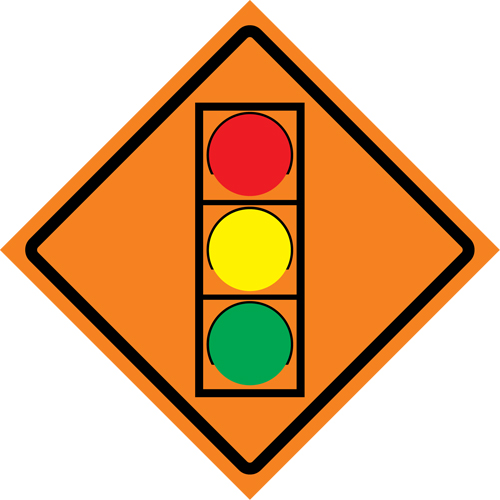 Stop Light Roll-Up Traffic Sign, 29-1/2" x 29-1/2", Vinyl, Pictogram Fastek