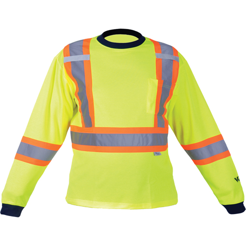 Safety Long Sleeve Shirt, Polyester, Medium, High Visibility Lime-Yellow Fastek
