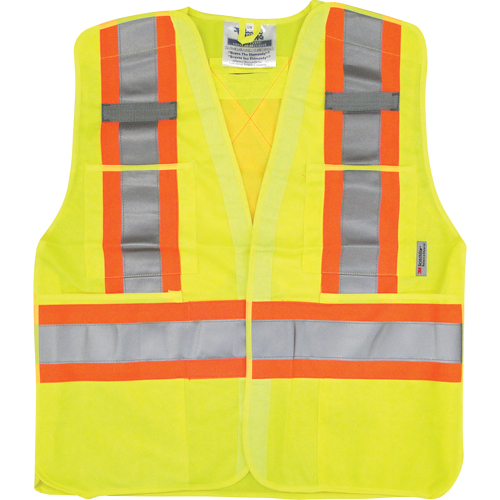 Traffic Safety Vest, High Visibility Lime-Yellow, Medium/Small, Polyester Fastek