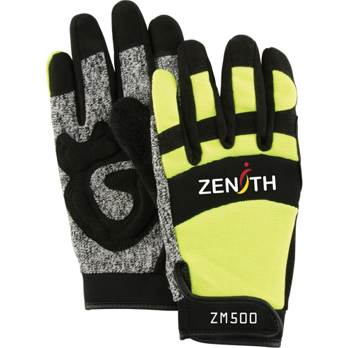 ZM500 High-Visibility Cut-Resistant Mechanic's Gloves, HPPE Palm, Size Medium Fastek