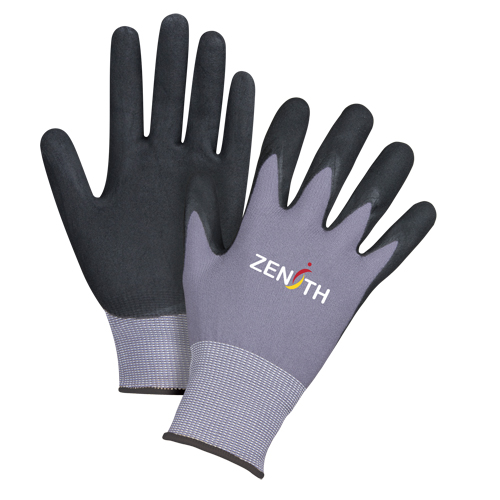 Gants ZX-1 de premi&egrave;re qualit&eacute; compatibles avec les &eacute;crans tactiles, 10/T-Grand, R&ecirc;vetement Nitrile/Mousse de nitrile, Calibre 15, Enveloppe en Nylon Fastek