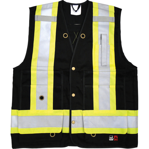 Fire Retardant Surveyor Safety Vest, Black, Small, Cotton Fastek