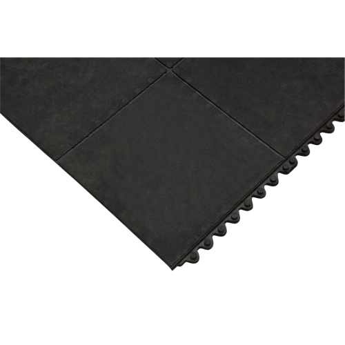 Tapis antifatigue, Lisse, 3' x 3' x 1/2", Noir, Caoutchouc naturel Fastek