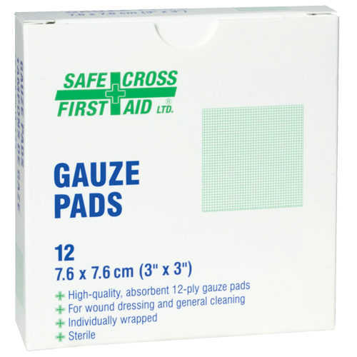 Gaze, Tampon, 3" lo x 3" la, St&eacute;rile, Dispositif m&eacute;dical Classe 1 Fastek