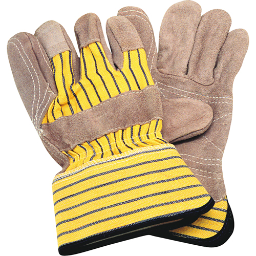 Double-Palm Fitters Gloves, Large, Split Cowhide Palm, Cotton Inner Lining Fastek