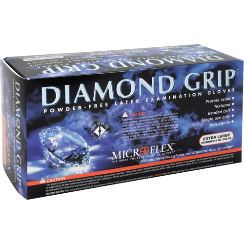 Diamond Grip Examination Gloves, X-Small, Latex, 8 mils, Powder-Free, Natural, Class 2 Fastek
