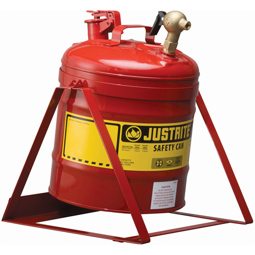 Bidon avec robinet s&eacute;curitaires pour laboratoires, Type I, Acier, 5 gal. US, Rouge, Homologu&eacute; FM Fastek