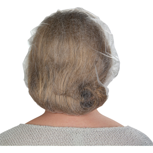 Non-Woven Bouffant Caps, Polypropylene, 21"/Large, White Fastek