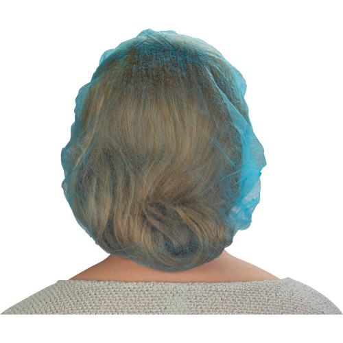 Non-Woven Bouffant Caps, Polypropylene, 21"/Large, Blue Fastek