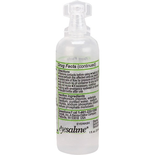 Saline Eyewash Bottles, Full Bottle, 1 oz. Fastek