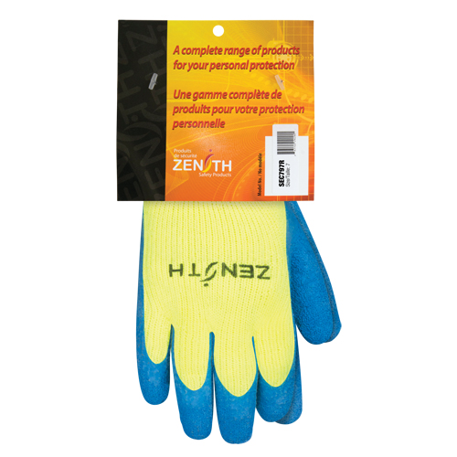 High Visibility Coated Gloves, 7, Rubber Latex Coating, 7 Gauge, Acrylic Shell Fastek