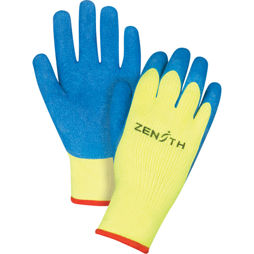 Gants haute visibilit&eacute; doubl&eacute;s d'acrylique & enduits de caoutchouc, 9/Grand, R&ecirc;vetement Latex de caoutchouc, Calibre 7, Enveloppe en Tissu &eacute;ponge Fastek