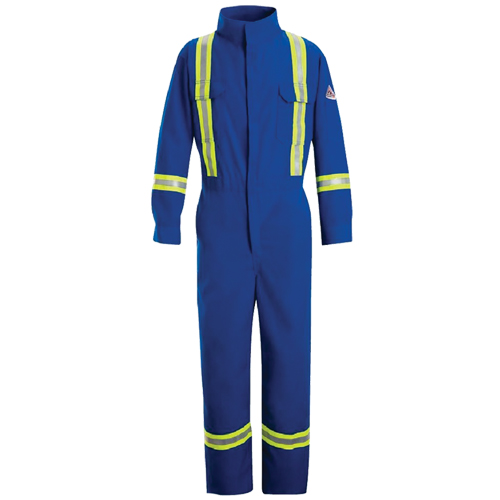 Flame-Resistant Premium Coveralls with Reflective Trim, Size 38, Royal Blue, 5.1 cal/cm² Fastek