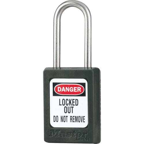 S31 Zenex Safety Padlock, Black, Keyed Different, Thermoplastic, 1-3/8" Width Fastek