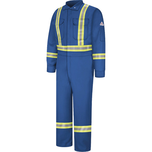 Flame-Resistant Premium Coveralls with Reflective Trim, Size 38, Royal Blue, 12.2 cal/cm² Fastek