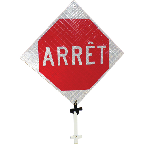 "Arr&ecirc;t" Pole Sign, 24" x 24", Aluminum, French Fastek