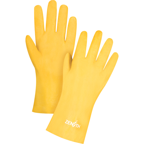 Gants &agrave; fini rugueux et r&eacute;sistants aux produits chimiques, Taille 9, 12" lo, PVC, Doublure en Interlock, 47-mil Fastek