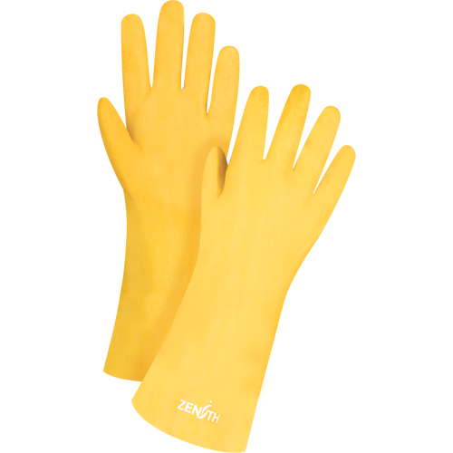 Rough-Finish Chemical-Resistant Gloves, Size 9, 14" L, PVC, Interlock Inner Lining, 47-mil Fastek