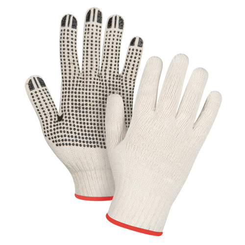Lightweight Dotted String Knit Gloves, Poly/Cotton, Single Sided, 7 Gauge, Small Fastek