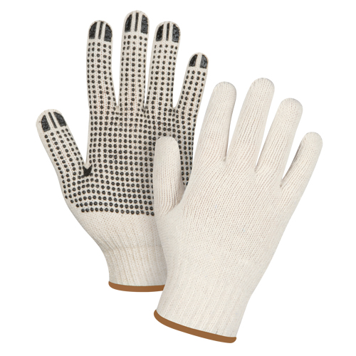 Lightweight Dotted String Knit Gloves, Poly/Cotton, Single Sided, 7 Gauge, Large Fastek