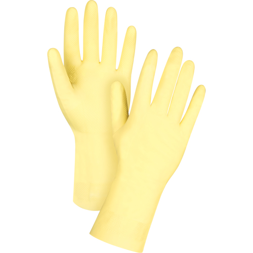 Gants jaune canari r&eacute;sistants aux produits chimiques, Taille 7, 12" lo, Latex, Doublure en Ouat&eacute;e, 18 mils Fastek