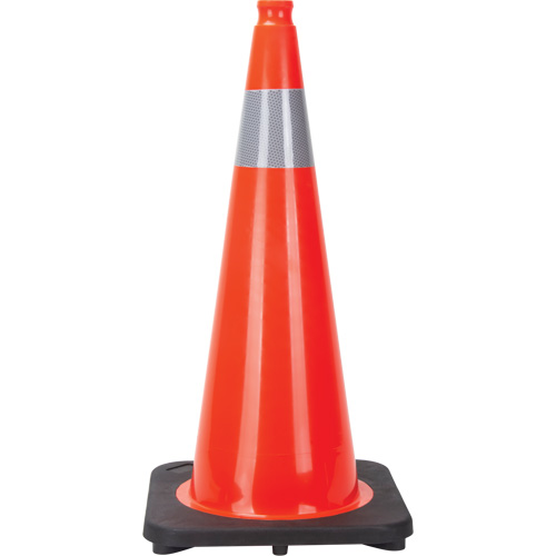 C&ocirc;ne de signalisation, 28", Orange, Bande(s) r&eacute;fl&eacute;chissante(s) 4" Fastek