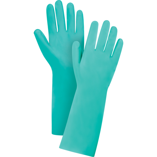 Gants de premi&egrave;re qualit&eacute; &agrave; prise en losange r&eacute;sistants aux produits chimiques, Taille Moyen/8, 15" lo, Nitrile, 22 mils Fastek