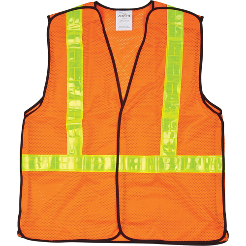 5-Point Tear-Away Traffic Safety Vest, High Visibility Orange, Medium, Polyester Fastek