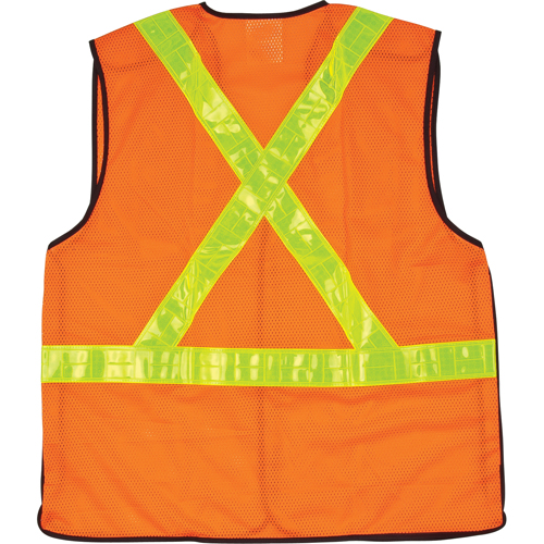 5-Point Tear-Away Traffic Safety Vest, High Visibility Orange, Medium, Polyester Fastek