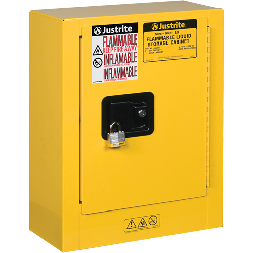 Sure-Grip&reg; EX Mini Flammable Safety Cabinet, 2 Gal., 1 Door, 17" W x 22" H x 8" D Fastek