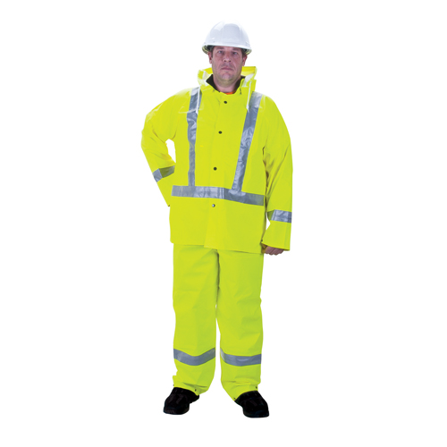 RZ900 Premium Traffic Rain Suit, Polyester, Small, High Visibility Lime-Yellow Fastek