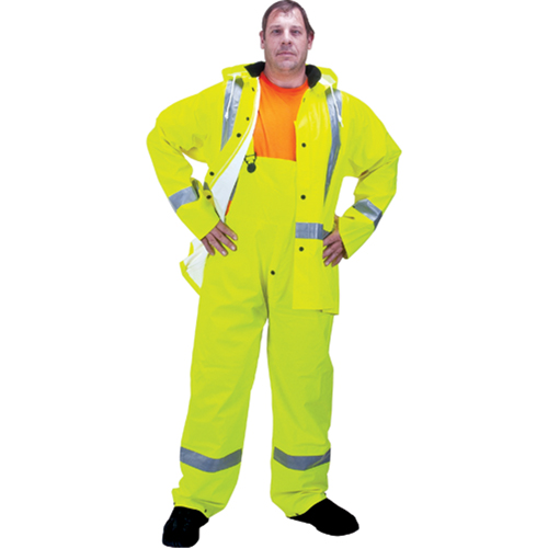 RZ900 Premium Traffic Rain Suit, Polyester, Small, High Visibility Lime-Yellow Fastek