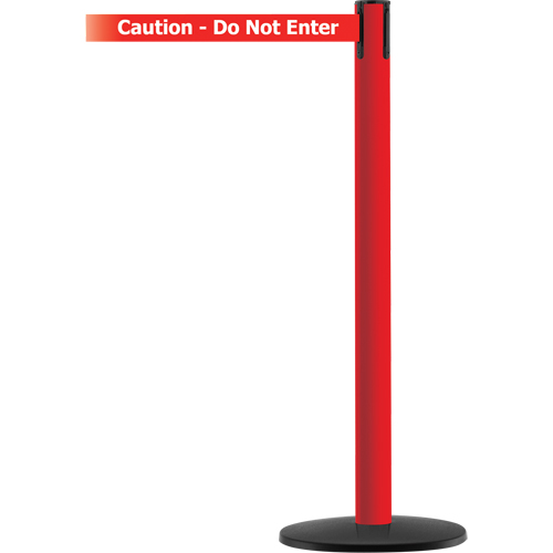 Advance TensaBarrier&reg; Barrier Post, Steel, 36" H, White/Red Tape, 7.5' Tape Length Fastek