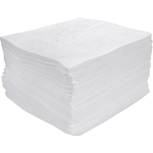 Feuilles absorbantes souffl&eacute;es de premi&egrave;re qualit&eacute;, Huile seulement, 15" x 17", 25 gal. d'absorption Fastek