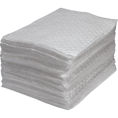 Premium Fine Fiber Sorbent Pads, Oil Only, 15" x 17", 25 gal. Absorbancy Fastek