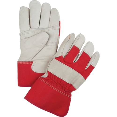 Gants d'ajusteur rouge & blanc doubl&eacute;s pour l'hiver, Grand, Paume en Cuir fleur de vache, Doublure en Boa Fastek