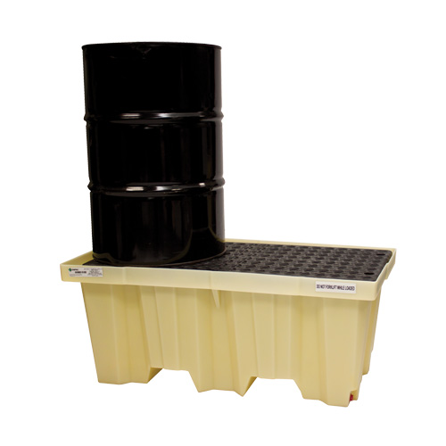 Nestable 2-Drum Poly-Spillpallet Without Drain, 66 US gal. Spill Capacity, 51" x 26" x 21" Fastek