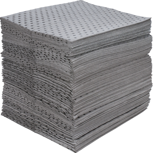 Feuilles absorbantes en fibres fines de calibre industriel, Universel, 15" x 17", 40 gal. d'absorption Fastek