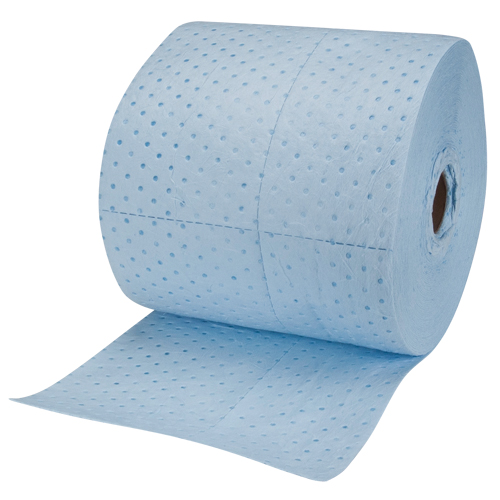 Rouleaux absorbants li&eacute;s bleus de premi&egrave;re qualit&eacute;, Lourd, 150' lo x 15" la, Absorption 25 gal. Fastek