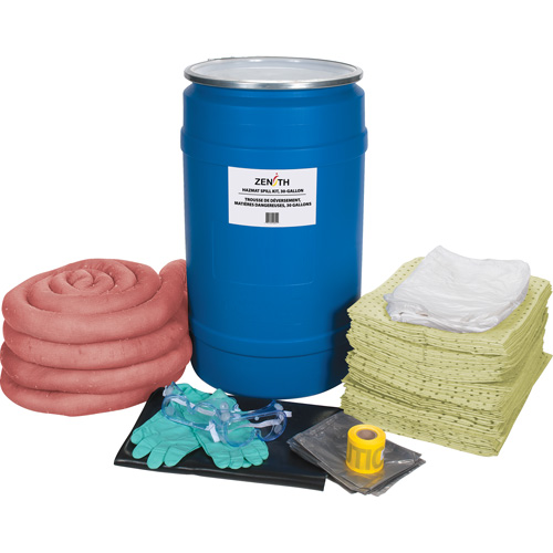 Premium Spill Kit, Hazmat, Drum, 30 US gal. Absorbancy Fastek