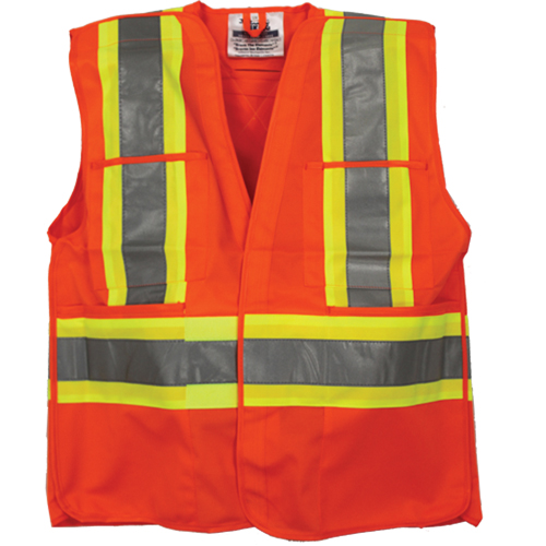 Veste de s&eacute;curit&eacute; pour arpenteur, Orange haute visibilit&eacute;, 4T-Grand/5T-Grand, Polyester Fastek