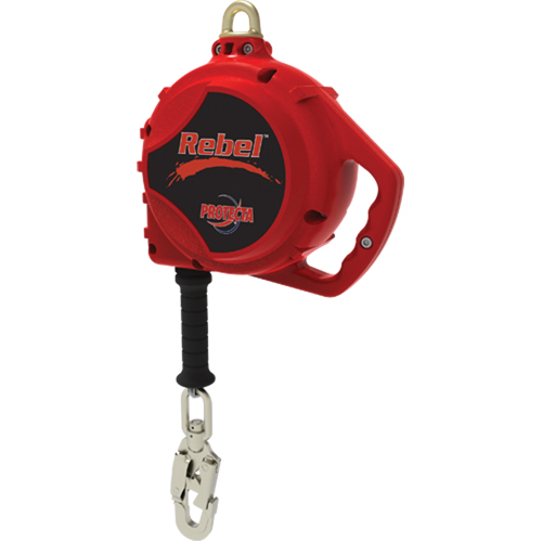 Rebel Self-Retracting Lifeline, 20', Galvanized Steel, Swivel Fastek